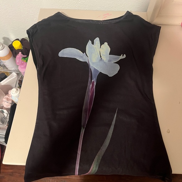 Motel Rocks Nova Mesh Navy Flower Top - Picture 2 of 4